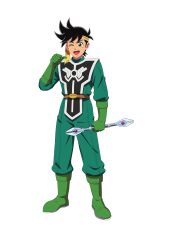Rule 34 | 1boy, absurdres, ankle boots, arm at side, artist request, belt, black hair, bodysuit, boots, brown belt, brown eyes, dragon quest, dragon quest dai no daibouken, full body, gloves, green bodysuit, green footwear, green gloves, guardian tales, hand up, headband, highres, holding, holding staff, looking at viewer, male focus, official art, one eye closed, open mouth, pop (dragon quest dai no daibouken), short hair, simple background, solo, staff, standing, tachi-e, transparent background, yellow headband