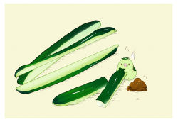 Rule 34 | ^^^, artist name, beige background, border, chai (drawingchisanne), commentary request, cucumber, food, highres, holding, holding food, kappa, looking at viewer, original, simple background, sitting