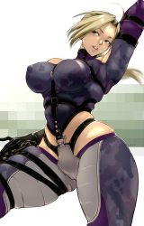 Rule 34 | 1girl, absurdres, blonde hair, blush, cameltoe, camouflage, highres, koda1ra, nina williams, strap, tekken, thick thighs, thighs, tight clothes