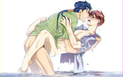 Rule 34 | 2boys, anal, blue hair, blush, bottomless, cu chulainn (fate), cu chulainn (fate/stay night), drooling, earrings, emiya shirou, fate/stay night, fate (series), highres, implied sex, jewelry, male focus, male penetrated, mitsuki mitsuno, multiple boys, ponytail, red hair, sex, yaoi