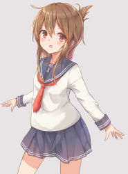 Rule 34 | 10s, bad id, bad pixiv id, brown eyes, brown hair, folded ponytail, hachita (odangoya), hair between eyes, highres, inazuma (kancolle), kantai collection, long hair, open mouth, solo, uniform