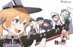 Rule 34 | 6+girls, ahenn, anchor, anchor hair ornament, aqua eyes, bismarck (kancolle), black legwear, black neckwear, blonde hair, blue eyes, blush, boots, breasts, capelet, chibi, closed eyes, closed mouth, clothes writing, commentary request, crop top, cropped jacket, dress, dual persona, flower, full body, garrison cap, gloves, graf zeppelin (kancolle), hair between eyes, hair flower, hair ornament, hat, hat ribbon, hug, hug from behind, kantai collection, long hair, long sleeves, looking at another, looking at viewer, low twintails, military, military uniform, mini person, minigirl, multiple girls, nontraditional school swimsuit, one-piece swimsuit, one-piece tan, open mouth, pantyhose, peaked cap, prinz eugen (kancolle), red hair, ribbon, ro-500 (kancolle), sailor collar, sailor dress, sailor hat, school swimsuit, short hair, sidelocks, simple background, sitting, smile, swimsuit, swimsuit under clothes, swinging, tan, tanline, thighhighs, twintails, u-511 (kancolle), uniform, white background, white gloves, white hair, z1 leberecht maass (kancolle), z3 max schultz (kancolle)