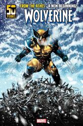Rule 34 | 1boy, bodysuit, bone, claw (weapon), claws, coccolo martin, comic cover, commentary, cover, english commentary, english text, highres, looking at viewer, male focus, marvel, muscular, official art, outdoors, skeleton, skull, solo, standing, superhero costume, weapon, western comics (style), wolverine (x-men), x-men, yellow bodysuit