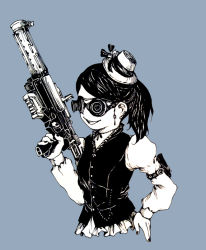 Rule 34 | goggles, gun, monochrome, original, steampunk, weapon