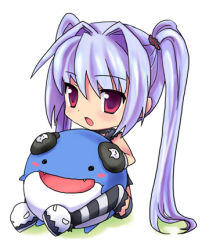Rule 34 | chibi, dolfini, gloves, kooh, lowres, pangya, red eyes, silver hair, socks, solo, thighhighs, twintails