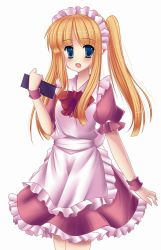 Rule 34 | 1girl, :d, amemiya ruki, bad id, bad pixiv id, blonde hair, blue eyes, long hair, looking at viewer, maid, maid headdress, open mouth, original, smile, solo, twintails, wristband