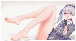 Rule 34 | 1girl, absurdres, barefoot, blush, feet, finger to mouth, hat, highres, hololive, hoshimachi suisei, licking lips, long hair, looking at viewer, smile, soles, toes, tongue, tongue out, virtual youtuber