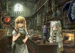 Rule 34 | 3girls, apron, balance scale, belt, black belt, black coat, black vest, blonde hair, book, bow, braid, candle, candlestand, capelet, closed mouth, coat, commentary, cooking pot, crossover, elden ring, elf, fern (sousou no frieren), fire, frieren, hair bow, hanging plant, hat, highres, holding, holding staff, indoors, kirisame marisa, long hair, long sleeves, mage staff, mask, mini-hakkero, multiple girls, mushroom, no headwear, orange eyes, pointy ears, purple hair, shelf, shirt, short sleeves, side braid, single braid, sousou no frieren, staff, stairs, striped clothes, striped shirt, touhou, twintails, vest, waist apron, weighing scale, white apron, white capelet, white hair, witch hat, zhuxie1264852