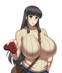 Rule 34 | 1girl, breasts, huge breasts, kawanuma uotsuri, long hair, saionji natsu, sweater, valentine