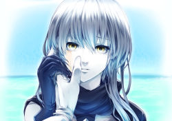 Rule 34 | 10s, 1boy, 1girl, abyssal ship, admiral (kancolle), blood, blood on face, blue background, day, eyelashes, hair between eyes, hand on another&#039;s face, kantai collection, olmatown, outdoors, portrait, silver hair, solo focus, tears, wo-class aircraft carrier, yellow eyes