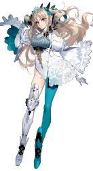 Rule 34 | 1girl, aqua footwear, aqua pantyhose, asymmetrical footwear, asymmetrical legwear, black horns, blonde hair, blue eyes, boots, closed mouth, cone horns, curled horns, ereshkigal (fate), fate/grand order, fate (series), frills, full body, gloves, grey footwear, grey gloves, hair behind ear, hand up, headpiece, highleg, highres, horns, long hair, looking at viewer, mismatched footwear, mismatched legwear, morii shizuki, multicolored clothes, multicolored horns, official art, pantyhose, single thighhigh, smile, solo, space ereshkigal (fate), space ereshkigal (third ascension) (fate), tachi-e, thighhighs, tight clothes, transparent background, v-shaped eyebrows, white horns, white thighhighs