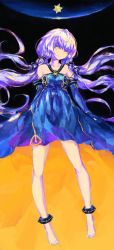 Rule 34 | 1girl, bad id, bad pixiv id, blue nails, detached sleeves, dress, full body, highres, labombardier!, long hair, looking at viewer, low twintails, nail polish, purple hair, smile, solo, twintails, vocaloid, voiceroid, xingchen, yellow eyes