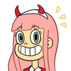 Rule 34 | 10s, 1girl, andro juniarto, crossover, darling in the franxx, disney, green eyes, hairband, horns, lowres, pink hair, smile, star vs the forces of evil, straight hair, white hairband, zero two (darling in the franxx)
