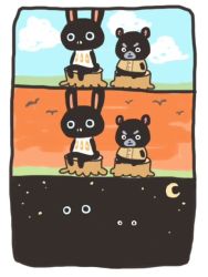 Rule 34 | animal crossing, black sky, blue sky, border, cole (animal crossing), comic, hamphrey (animal crossing), lowres, night, night sky, nintendo, sitting together, sky, source request, sunset, white border