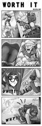 Rule 34 | 1boy, 1girl, ^^^, absurdres, all fours, artist name, ass grab, black-framed eyewear, bloodshot eyes, clenched teeth, coat, comic, crooked eyewear, crying, english text, explosion, explosive, from above, frozen, fur trim, glasses, gloves, grabbing own ass, greyscale, grin, hair bun, hair ornament, hair stick, hetero, highres, ice, junkrat (overwatch), kanchou, looking up, mechanical arms, mei (overwatch), mine (weapon), monochrome, motion lines, oldlim, open mouth, overwatch, overwatch 1, pain, panties, pantyshot, saliva, short hair, sidelocks, single hair bun, single mechanical arm, smile, spikes, surprised, teeth, text focus, trembling, underwear, weapon
