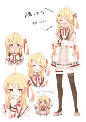 Rule 34 | 1girl, @ @, ahoge, blonde hair, blush, crossed arms, fortissimo, hair ornament, highres, hololive, hololive dev is, inudaruma, jacket, long hair, musical note, musical note hair ornament, otonose kanade, smug, tears, thigh strap, thighhighs, thighs, twiddling fingers, virtual youtuber, white background, zettai ryouiki