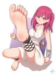 Rule 34 | 1girl, barefoot, feet, foot focus, highres, lululewd, magi the labyrinth of magic, morgiana, red hair, solo, tagme