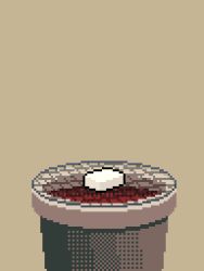 Rule 34 | animated, animated gif, brown background, cooking, food, food focus, grill, kawawagi, no humans, original, pixel art, simple background, steam, tofu