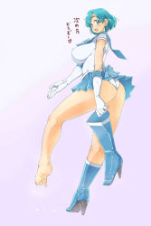 Rule 34 | 1girl, aftersex, alternate breast size, ass, bare legs, barefoot, bishoujo senshi sailor moon, blue eyes, blue hair, blush, boots, bow, breasts, choker, covered erect nipples, cum, cum on body, cum on lower body, cumdrip, dress, earrings, elbow gloves, feet, footjob, gloves, heart, high heels, highres, huge breasts, jewelry, knee boots, large breasts, magical girl, miniskirt, mizuno ami, panties, pleated skirt, sailor collar, sailor dress, sailor mercury, shoes, short hair, simple background, skirt, smell, solo, spoken heart, standing, standing on one leg, stud earrings, sweat, thighs, tiara, translated, underwear, warumono tomii, white background, white panties
