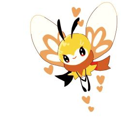 Rule 34 | antennae, brown scarf, bug, closed mouth, creatures (company), game freak, gen 7 pokemon, insect wings, lowres, miru (ao0203), nintendo, no humans, pokemon, pokemon (creature), pokemon sm, ribombee, scarf, simple background, smile, solo, sparkling eyes, white background, wings