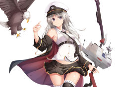 Rule 34 | 1girl, absurdres, azur lane, bird, black thighhighs, blonde hair, blue eyes, bow, bow (weapon), breasts, calligraphy brush, calligraphy brush (medium), eagle, enterprise (azur lane), gloves, graphite (medium), hair ornament, hat, highres, kana616, large breasts, long hair, looking at viewer, miniskirt, necktie, open clothes, paintbrush, peaked cap, shirt, simple background, skirt, sky, sleeveless, sleeveless shirt, smile, solo, thighhighs, traditional media, uss enterprise (cv-6), very long hair, weapon, white background
