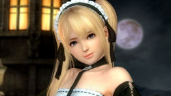 Rule 34 | 1girl, 3d, blonde hair, dead or alive, dead or alive 5, dress, full moon, highres, marie rose, moon, night, official art, official wallpaper, solo, tagme, tecmo, wallpaper