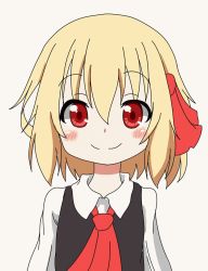 Rule 34 | 1girl, animated, animated gif, blonde hair, blush, fang, grin, looking at viewer, red eyes, rumia, scarlet mirin, short hair, smile, solo, touhou, ugoira