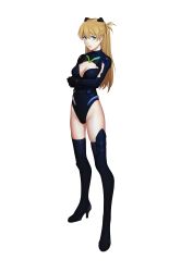 Rule 34 | 10s, 1girl, absurdres, adapted costume, alternate color, alternate costume, black footwear, black thighhighs, blue eyes, boots, breasts, brown hair, cleavage, cleavage cutout, clothing cutout, crossed arms, evangelion: 3.0 you can (not) redo, full body, gloves, groin, hair between eyes, hair ornament, high heel boots, high heels, highleg, highleg leotard, highres, leotard, light brown hair, lips, long hair, looking at viewer, medium breasts, neon genesis evangelion, pilot suit, plugsuit, rebuild of evangelion, rekaerb maerd, skin tight, solo, souryuu asuka langley, standing, sunset, thigh boots, thighhighs, transparent background, turtleneck, two side up, white background