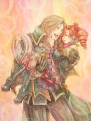 Rule 34 | age difference, amy sorel, blonde hair, boots, drill hair, closed eyes, father and daughter, fishnet legwear, fishnets, lolita fashion, morito leaf9, namco, raphael sorel, red hair, soul calibur, soulcalibur, soulcalibur iv