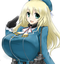 Rule 34 | 10s, 1girl, atago (kancolle), blonde hair, breasts, female focus, gloves, green eyes, hat, huge breasts, kantai collection, long hair, open mouth, oro (zetsubou girl), smile