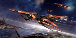 blurry blurry_background commentary english_commentary flying from_side jessada_sutthi motion_blur no_humans original science_fiction signature space spacecraft vehicle_focus