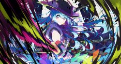 Rule 34 | 1girl, black eyes, black hat, blue hair, blue skirt, center frills, colorful, commentary, curly hair, dual wielding, frills, green nails, grin, hat, hinanawi tenshi, holding, holding sword, holding weapon, incoming attack, long hair, looking at viewer, multicolored eyes, nail polish, peach hat ornament, rainbow gradient, red eyes, sakuraba yuuki, sheath, shirt, short sleeves, skirt, slashing, smile, solo, sword, sword of hisou, touhou, unsheathing, upper body, weapon, white shirt, yellow eyes, yellow pupils