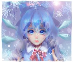 Rule 34 | 10s, 1girl, 2015, against glass, blue eyes, blue hair, bow, character name, cirno, collared shirt, condensation, dated, eyelashes, hair bow, highres, ice, ice wings, index finger raised, lens flare, lips, looking at viewer, matching hair/eyes, neck ribbon, nose, parted lips, portrait, ribbon, shest , shirt, short hair, signature, snowflakes, solo, touhou, vest, window, window fog, wings