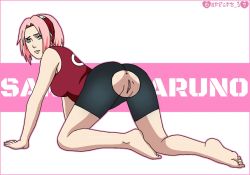 Rule 34 | 1girl, ass, breasts, crotch cutout, crotchless, darkuro 27, female focus, haruno sakura, naruto, naruto (series), pussy