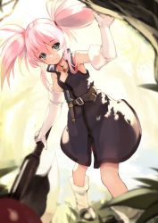 Rule 34 | 1girl, absurdres, axe, belt, blue eyes, boots, closed mouth, elbow gloves, foot out of frame, gloves, highres, holding, holding axe, long hair, looking at viewer, lumo 1121, pink hair, presea combatir, solo, tales of (series), tales of symphonia, twintails, weapon
