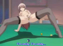 Rule 34 | 00s, 1girl, animated, animated gif, ball, breasts, female masturbation, fingering, hat, large breasts, long hair, lowres, masturbation, pool table, pussy, pussy juice, solo, table, thighhighs, tokineiro, uncensored, window