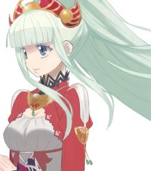 Rule 34 | 10s, 1girl, blue eyes, hairband, lailah (tales), long hair, looking to the side, matsuki miyu, md5 mismatch, ponytail, resized, smile, solo, tales of (series), tales of zestiria, upper body, very long hair, white hair, yuuki (irodo rhythm)