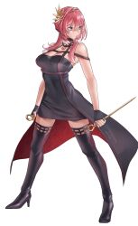 Rule 34 | 1girl, absurdres, ahoge, animal ears, aragiken, bare shoulders, bird girl, black dress, black nails, black thighhighs, blue eyes, blush, breasts, cleavage, cosplay, dagger, dress, flower, gold hairband, hair down, hairband, head wings, highres, holding, holding dagger, holding knife, holding weapon, hololive, knife, large breasts, long hair, looking at viewer, medium breasts, nail polish, pink hair, rose, sidelocks, solo, spy x family, stiletto (weapon), takane lui, thighhighs, two-sided dress, two-sided fabric, virtual youtuber, weapon, wings, yor briar, yor briar (cosplay), zettai ryouiki