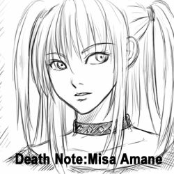Rule 34 | 00s, 1girl, amane misa, choker, death note, goth fashion, greyscale, lowres, monochrome, sketch, solo, two side up