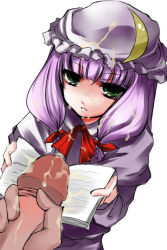 Rule 34 | atoshi, bad id, bad pixiv id, book, cum, ejaculation, hat, long hair, patchouli knowledge, penis, purple hair, ribbon, touhou, uncensored