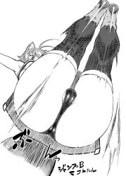 Rule 34 | 1girl, animal ears, antenna hair, ass, ass focus, black thighhighs, blazblue, breasts, cameltoe, close-up, dr.p, from below, greyscale, highleg, highleg panties, looking at viewer, looking down, makoto nanaya, monochrome, panties, partially visible vulva, revealing clothes, short hair, skirt, solo, squirrel ears, squirrel girl, squirrel tail, tail, thighhighs, underboob, underwear