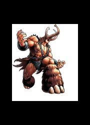 Rule 34 | 1boy, abs, biceps, chain, fur trim, horns, kinnikuman, large pectorals, looking to the side, mammoth horns, mammothman, manly, mask, monster boy, muscular, official art, open mouth, pectorals, standing, wrestling, wrestling outfit