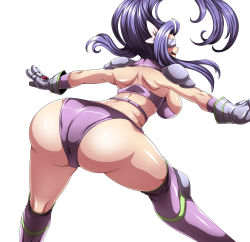 Rule 34 | 1girl, absurdres, ass, breasts, curvy, digimon, fairimon, fairy, fairy wings, gloves, highres, hip attack, huge ass, large breasts, long hair, mask, panties, purple hair, revealing clothes, smile, solo, thighhighs, thong, underwear, wide hips, wings