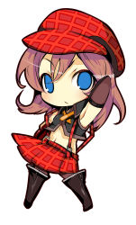 Rule 34 | 10s, 1girl, alisa ilinichina amiella, armpits, arms up, blue eyes, blush, boots, cabbie hat, chibi, elbow gloves, fingerless gloves, full body, gloves, god eater, god eater burst, hat, long hair, looking at viewer, navel, pantyhose, silver hair, simple background, skirt, solo, tetsubuta, thigh boots, thighhighs, white background