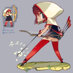 Rule 34 | 1girl, amiami, bow (weapon), brown hair, dress, hood, kaho (momodora), leaf, maple leaf, momodora: reverie under the moonlight, multiple views, quiver, red thighhighs, short dress, thighhighs, weapon, zettai ryouiki