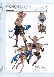 Rule 34 | 10s, 1girl, 3boys, abs, absurdres, animal ears, bare shoulders, belt, bikini, blonde hair, blue eyes, bracelet, breasts, brown hair, cape, chain, character name, dark skin, earrings, erune, closed eyes, eyewear on head, facial hair, full body, gauntlets, granblue fantasy, high heels, highres, jewelry, katalina (granblue fantasy), long hair, lowain (granblue fantasy), medium breasts, minaba hideo, multiple boys, necklace, non-web source, official art, open mouth, red eyes, sandals, sheath, sheathed, topless male, sunglasses, swimsuit, sword, thigh strap, weapon, white bikini