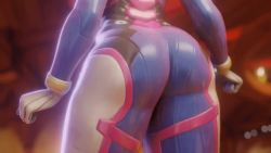Rule 34 | 1girl, 3d, animated, animated gif, ass, ass focus, ass shake, blue bodysuit, bodysuit, d.va (overwatch), gloves, jiggle, maxboost, overwatch, overwatch 1, solo, thick thighs, thighs, white gloves