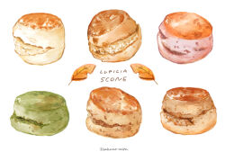 Rule 34 | 39no39, artist name, english text, food, food focus, leaf, no humans, original, scone, simple background, still life, white background