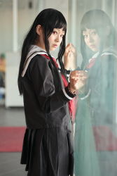 Rule 34 | cosplay, enma ai, highres, jigoku shoujo, kanata (model), photo (medium), sailor, school uniform, serafuku