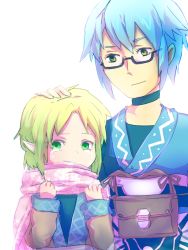 Rule 34 | 1boy, 1girl, bad id, bad pixiv id, blonde hair, choker, couple, crying, crying with eyes open, glasses, green eyes, hand on another&#039;s head, headpat, height difference, hetero, mizuhashi parsee, morichika rinnosuke, pointy ears, pouch, scarf, semi-rimless eyewear, short hair, silver hair, simple background, tears, touhou, under-rim eyewear, yellow eyes, yuichiitan